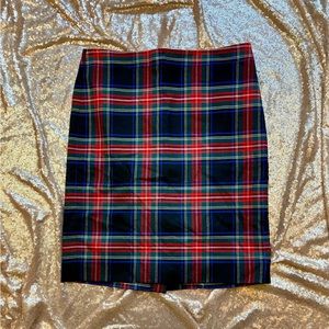 *J. Crew *  Pencil Skirt , Sz 6, Tartan Plaid Wool Blend